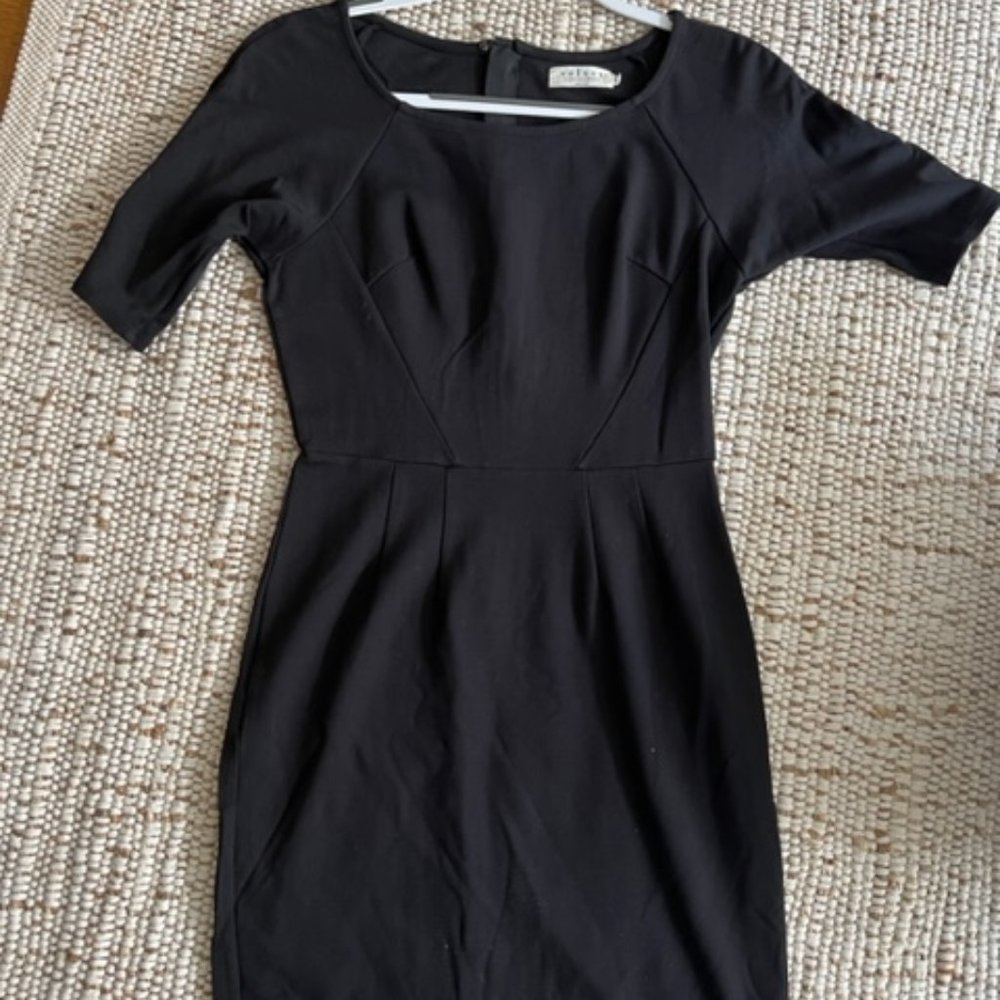 Velvet by Graham & Spencer: Black short-sleeved dress for office